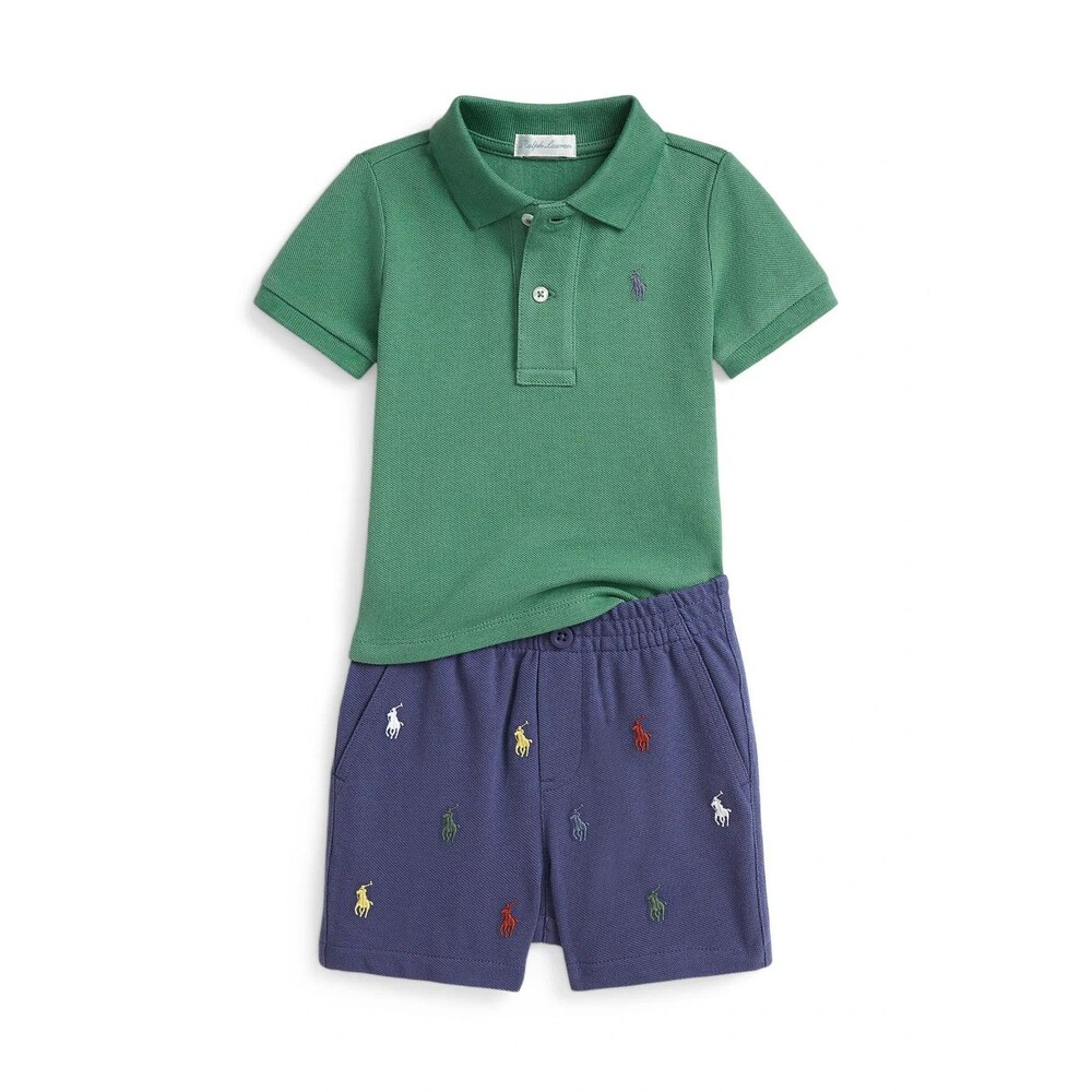 NWT Ralph Lauren BABY BOYS 2 PC shorts SET polo shirt + shorts